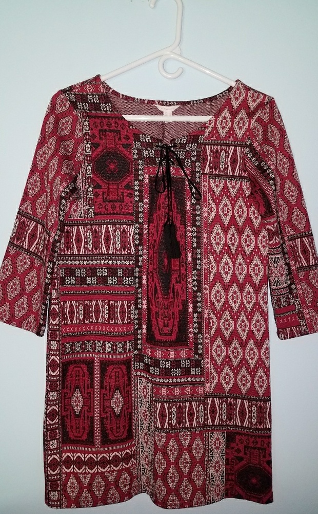 Springfield Red Black & White Aztec Print Dress